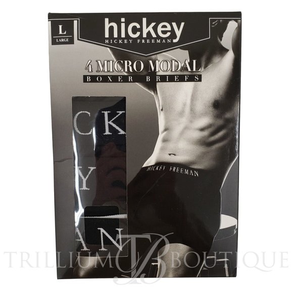 Hickey Freeman NIP Men's Black Micromodal Boxer Briefs, 4-Pack - Picture 1 of 2